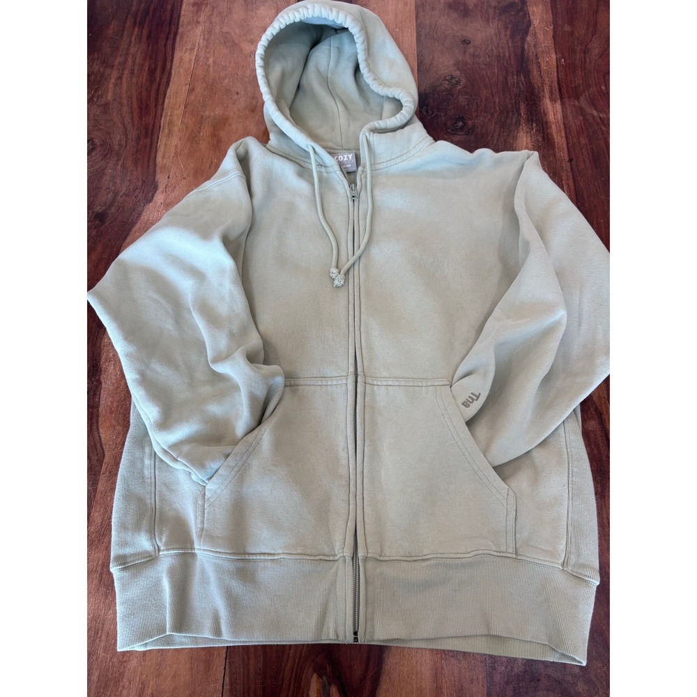 Tna full zip hoodie women size S mint green cozy fleece boyfriend sweatshirt